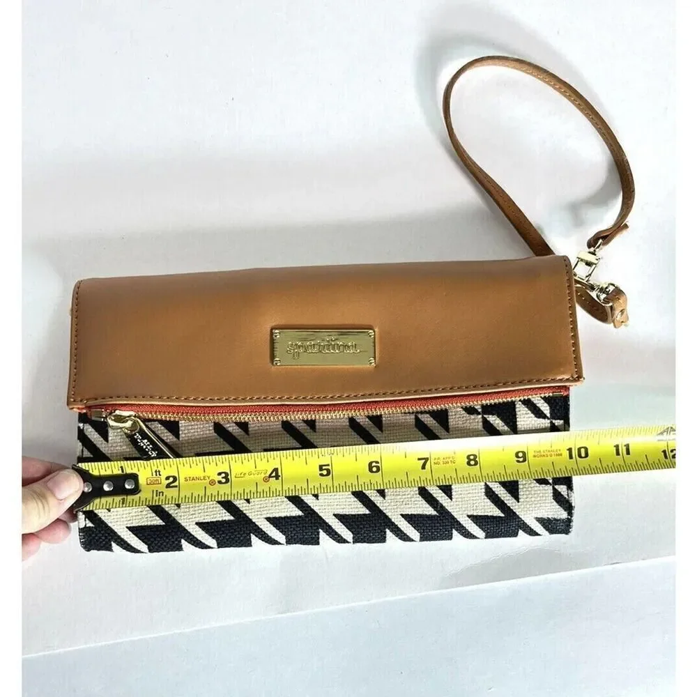 Spartina‎ 449 Houndstooth Stoddard Convertible Clutch Black White Tan Straw